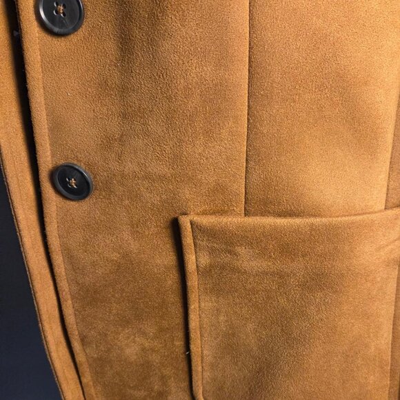 Tahari Blazer Faux Leather Suede Tawny 2-Button Fitted Lined Classic Size 8 - Picture 6 of 10